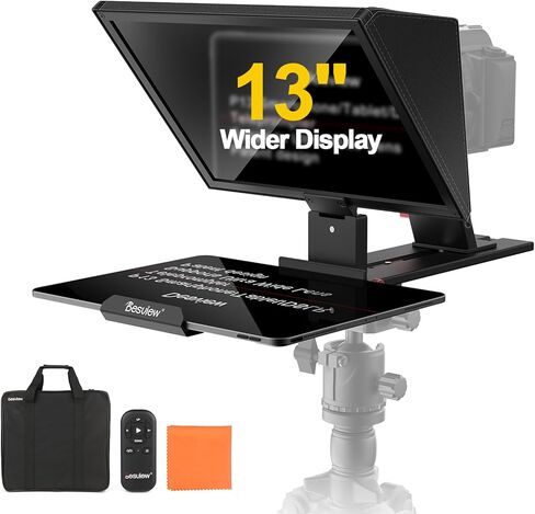 Desview P8 Universal Teleprompter for Smartphone Camera, DSLR Webcam Tablet up to 10" with Bluetooth Remote Foldable Design for Live Streaming Video Recording YouTube TikTok Videos in Saudi Arabia
