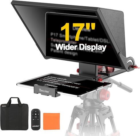 Desview P8 Universal Teleprompter for Smartphone Camera, DSLR Webcam Tablet up to 10" with Bluetooth Remote Foldable Design for Live Streaming Video Recording YouTube TikTok Videos in Saudi Arabia