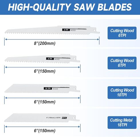 Reciprocating Saw Cordless for De-walt 20V Battery, Brushless Cordless Sawzall with Variable Speed(Max 3500SPM), 8 Blades, 1-1/8" Stroke Length, Tool‑Free Blade Change, for Wood PVC Metal Pipe Cutting in Saudi Arabia