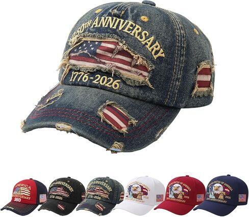 250th Anniversary USA Hat 1776-2026 Patriotic Baseball Cap, Retro Embroidered Adjustable 250 Year Independence hat in Saudi Arabia