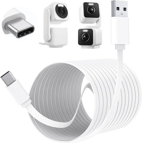 25FT Power Cable for WYZE Cam Pan V4, WYZE Duo/Solar Cam Pan, Type C Extension Charging Cable with IP67 Waterproof for Your WYZE Camera, 24 Hours Continuous Charging in Saudi Arabia