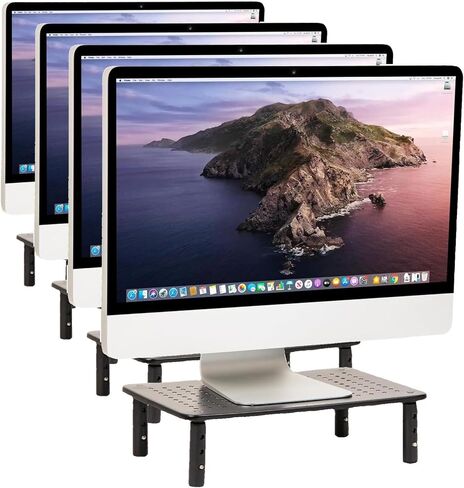 Mind Reader Monitor Stand, Height Adjustable, Ventilated Laptop Riser, Metal, 14.5" L x 9.25" W x 4-5.5" H, Set of 2, Black in Saudi Arabia
