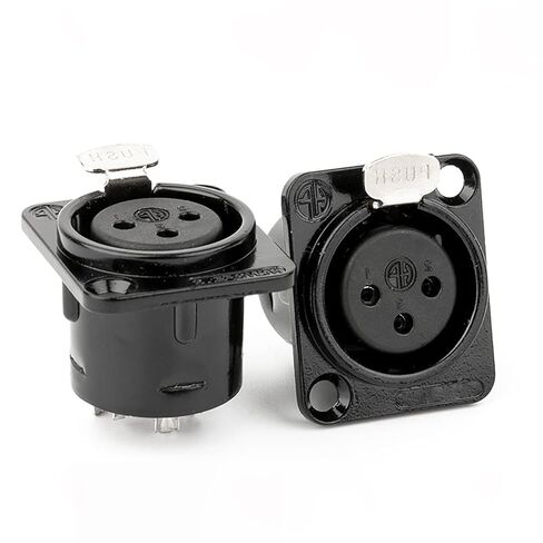 4 قطع XLR ذكر جاك 3 دبوس XLR ذكر لوحة جبل جاك النحاس القصدير تصفيح لميكروفون مكبر الصوت (أسود) in Kuwait