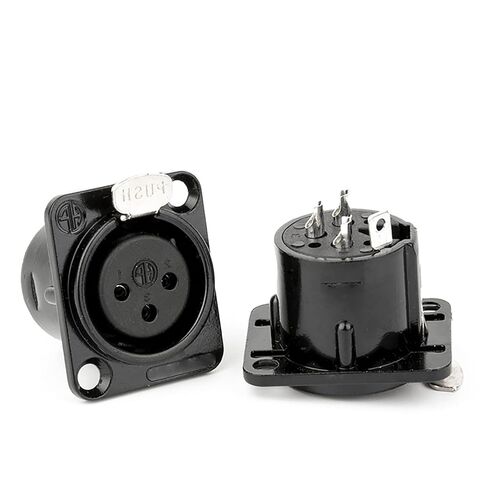 4 قطع XLR ذكر جاك 3 دبوس XLR ذكر لوحة جبل جاك النحاس القصدير تصفيح لميكروفون مكبر الصوت (أسود) in Kuwait