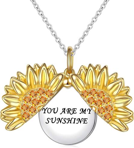 قلادة Ladytree You Are My Sunshine Sunshine Sunshine التي تحمل صورًا في قلادة من الفضة الإسترلينية للنساء in Saudi Arabia