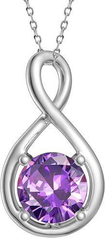 Eastlily Infinity Birthstone Necklace for Women, 925 Sterling Silver Birthday Stone Pendant with Titanium Steel Chain 18", Women's Jewelry Gift for Birthday or Special Occasions in Saudi Arabia