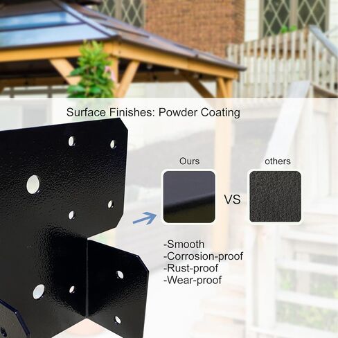 4Set(8pcs) Black T-Shaped Post to Beam Connector Roof Tie Bracket, Adjustable Cap , Steel Truss Header Hanger Support for Carports, Pavilions, Terraces (4X4) in Saudi Arabia