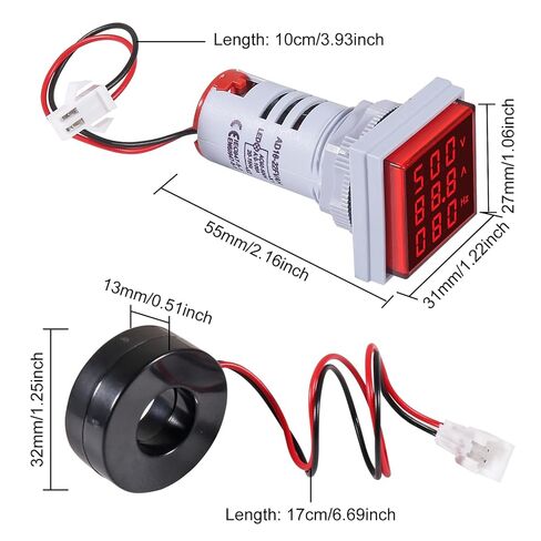 3PCS AC Current Voltage Amperage Power Energy Panel Meter LCD Digital Display Ammeter Voltmeter Multimeter with CT AC 60-500V 0-100A 20-75 Hz Multi-Function Power Monitor in Saudi Arabia
