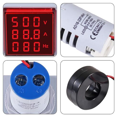 3PCS AC Current Voltage Amperage Power Energy Panel Meter LCD Digital Display Ammeter Voltmeter Multimeter with CT AC 60-500V 0-100A 20-75 Hz Multi-Function Power Monitor in Saudi Arabia