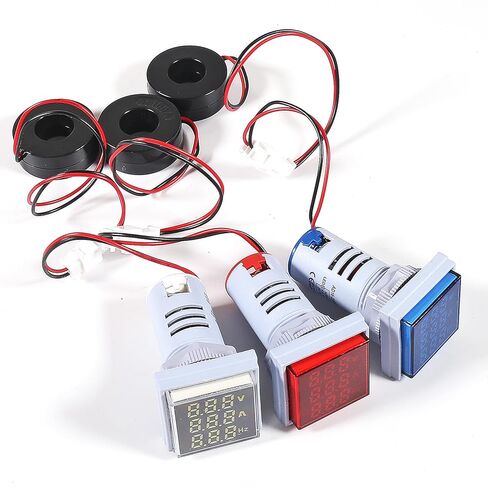 3PCS AC Current Voltage Amperage Power Energy Panel Meter LCD Digital Display Ammeter Voltmeter Multimeter with CT AC 60-500V 0-100A 20-75 Hz Multi-Function Power Monitor in Saudi Arabia