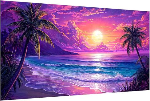 يويا مجموعات فن الماس الكبير للبالغين ، وأطقم الطلاء الماس شروق الشمس للبالغين ، DIY 5D Diamond Painting Sunrise Ocean Sunrise ، Shot Sunrise Diamond Art Painting for Home Wall Decor (27.5 × 15.7 ") in Kuwait