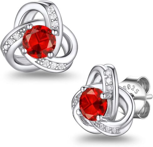 Suplight Love Knot Birthstone Earrings for Women, S925 Sterling Silver Earrings Flat Back Diamond Stud Earrings Christmas Gifts for Women Emerald Sapphire Earrings Birthday Gifts for Women Wife Mom in Saudi Arabia