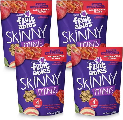 Treats Congy Mini Dog Skinny - علاجات صحية للكلاب - تدريبات السعرات الحرارية المنخفضة - خالية من القمح والذرة وفول الصويا - بيكون التفاح - 12 أوقية (6 عبوات) in Kuwait