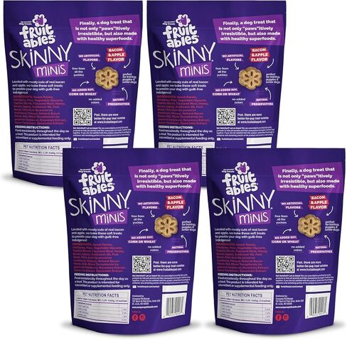 Treats Congy Mini Dog Skinny - علاجات صحية للكلاب - تدريبات السعرات الحرارية المنخفضة - خالية من القمح والذرة وفول الصويا - بيكون التفاح - 12 أوقية (6 عبوات) in Kuwait
