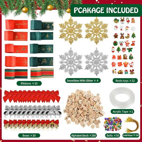 QIDSJCCBD 491 Pcs Christmas Ornament Kits for Adults, Includes 4 Christmas Stocking, Bows, Ribbons, Bells & More, Christmas Crafts for Adults to Make Your Own Unique Christmas Ornaments & Decorations in Saudi Arabia