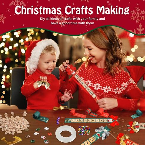 QIDSJCCBD 491 Pcs Christmas Ornament Kits for Adults, Includes 4 Christmas Stocking, Bows, Ribbons, Bells & More, Christmas Crafts for Adults to Make Your Own Unique Christmas Ornaments & Decorations in Saudi Arabia
