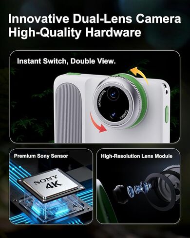 كاميرا رقمية MicroCam X1 4K مع مجهر 400X، لقطات حقيقية بدقة 4K، تركيز تلقائي، شاشة لمس LCD مقاس 3.5 بوصة | كاميرا مدمجة للتصوير الفوتوغرافي | هدايا مثالية للنساء والأطفال | 64 جيجابايت in Kuwait