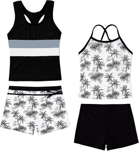 Girls Two Piece Bathing Suit Swimsuit Tankini Swimwear with Boyshort in Kuwait
