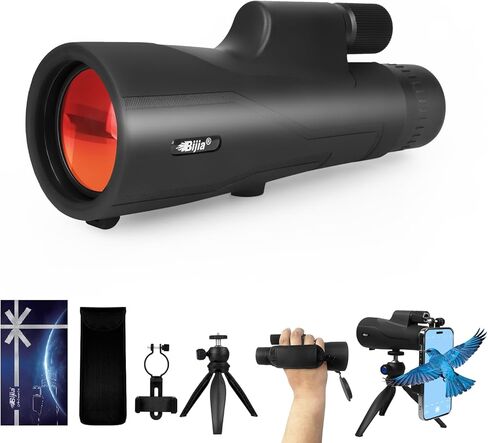 BIJIA 12x52 ED Monocular Telescope with Tripod & Phone Adapter – BAK4 Prism, Fully Multi-Coated Lens, Waterproof High Power Scope for Bird Watching, Hunting & Travel in Saudi Arabia