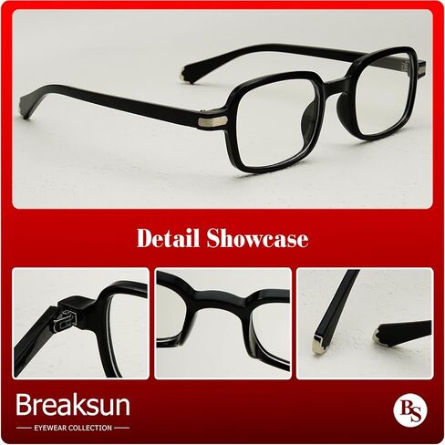 نظارات Breaksun Fashion مستطيلة للنساء والرجال، نظارات ضيقة مربعة زرقاء اللون تحجب الضوء بعدسات شفافة in Kuwait