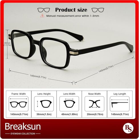 نظارات Breaksun Fashion مستطيلة للنساء والرجال، نظارات ضيقة مربعة زرقاء اللون تحجب الضوء بعدسات شفافة in Kuwait