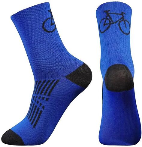 1 Pair Quick-Dry Cycling Socks for Men, Breathable, Anti-Slip Mid-Calf Athletic Socks for Running, Basketball, Football & Outdoor Sports, Green in Saudi Arabia