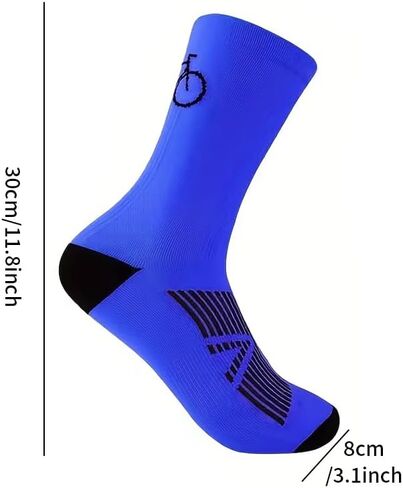 1 Pair Quick-Dry Cycling Socks for Men, Breathable, Anti-Slip Mid-Calf Athletic Socks for Running, Basketball, Football & Outdoor Sports, Green in Saudi Arabia