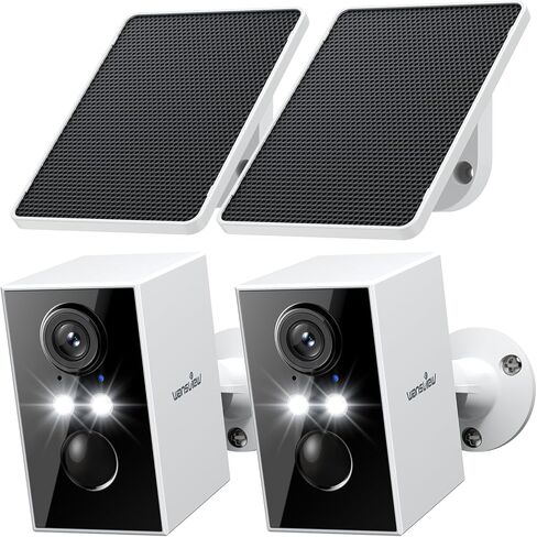 wansview Solar Security Cameras Wireless Outdoor 2K WiFi 6, A1 2Pack | Solar Camera Outdoor Wireless for Home Security with AI Motion Detection, Color Night Vision, 2-Way Audio, 2.4GHz WiFi Only in Saudi Arabia