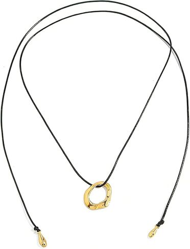 VIRAVENTO Boho Chunky Pendent Necklace for Women Oval Circle Statement Necklace Leather Choker Necklace Jewelry in Saudi Arabia