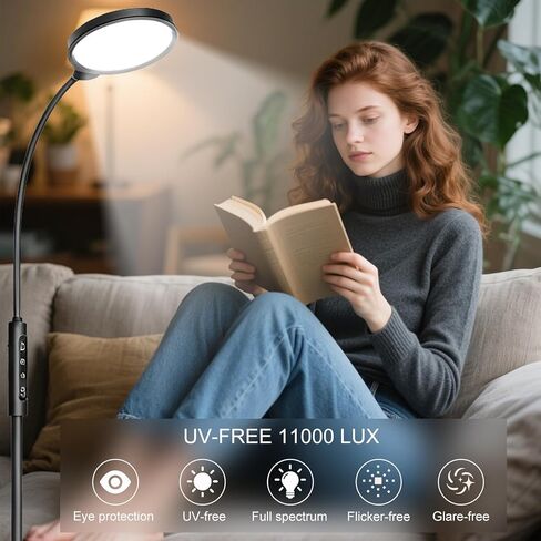 Light Therapy Lamp 11000 Lux, 3 in 1 UV-Free LED Sunlight Lamp with 9 Brightness Levels & 7 Color Temperatures, Height Adjustable Floor Light, Full Spectrum Happy Therapy lamp for Home Office Bedroom in Saudi Arabia