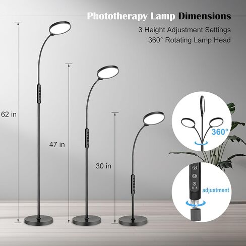Light Therapy Lamp 11000 Lux, 3 in 1 UV-Free LED Sunlight Lamp with 9 Brightness Levels & 7 Color Temperatures, Height Adjustable Floor Light, Full Spectrum Happy Therapy lamp for Home Office Bedroom in Saudi Arabia
