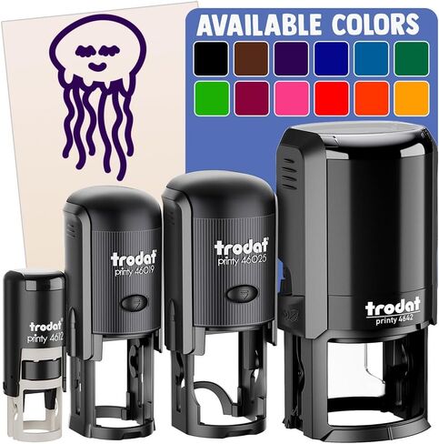 Jellyfish Doodle Self-Inking Rubber Stamp Ink Stamper for Stamping Crafting Planners - 1 Inch Medium - Black Ink in Saudi Arabia