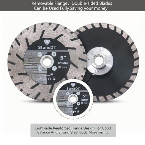5 Inch Granite Cutting Blades Turbo Rim Diamond Cutting Disc, Saw Blades Two-in-One Design with 5/8"-11 Flange for Cutting or Grinding Granite Marble Concrete Brick in Kuwait