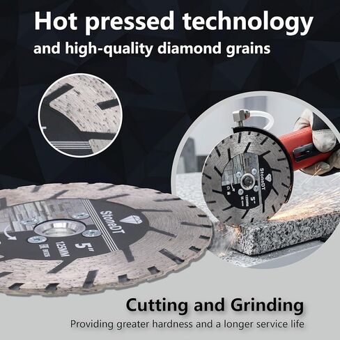5 Inch Granite Cutting Blades Turbo Rim Diamond Cutting Disc, Saw Blades Two-in-One Design with 5/8"-11 Flange for Cutting or Grinding Granite Marble Concrete Brick in Kuwait