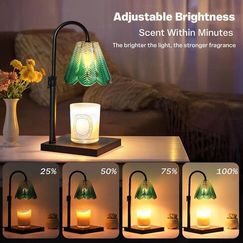 Gorrzai Candle Warmer Lamp with Timer Dimmable, Fall Christmas Birthday Gifts for Women, House Warming Gifts New Home Decor, Leaf Lampshade Height Adjustable Wax Melts Warmer for Jar Candles, 2 Bulbs in Saudi Arabia