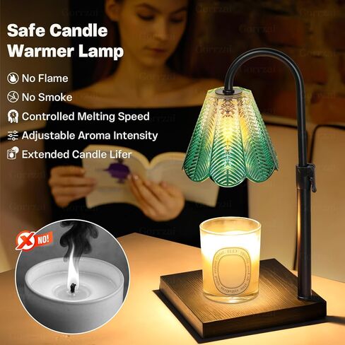 Gorrzai Candle Warmer Lamp with Timer Dimmable, Fall Christmas Birthday Gifts for Women, House Warming Gifts New Home Decor, Leaf Lampshade Height Adjustable Wax Melts Warmer for Jar Candles, 2 Bulbs in Saudi Arabia