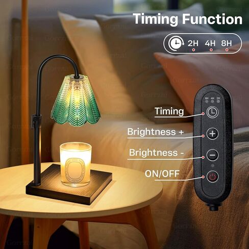 Gorrzai Candle Warmer Lamp with Timer Dimmable, Fall Christmas Birthday Gifts for Women, House Warming Gifts New Home Decor, Leaf Lampshade Height Adjustable Wax Melts Warmer for Jar Candles, 2 Bulbs in Saudi Arabia