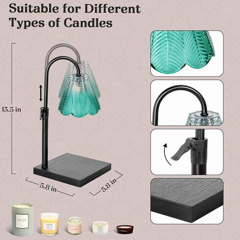 Gorrzai Candle Warmer Lamp with Timer Dimmable, Fall Christmas Birthday Gifts for Women, House Warming Gifts New Home Decor, Leaf Lampshade Height Adjustable Wax Melts Warmer for Jar Candles, 2 Bulbs in Saudi Arabia
