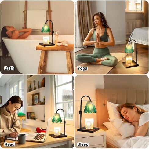 Gorrzai Candle Warmer Lamp with Timer Dimmable, Fall Christmas Birthday Gifts for Women, House Warming Gifts New Home Decor, Leaf Lampshade Height Adjustable Wax Melts Warmer for Jar Candles, 2 Bulbs in Saudi Arabia