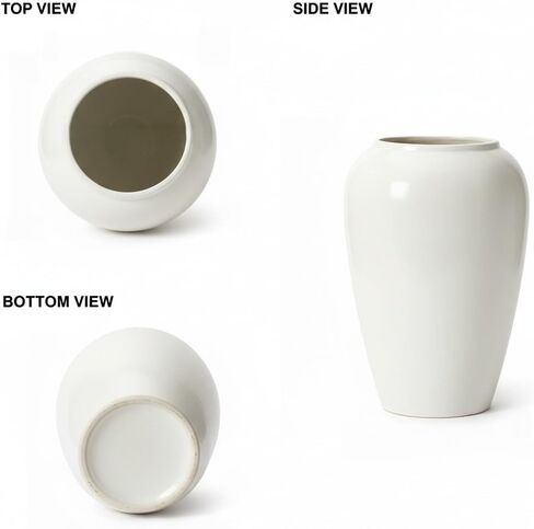 XiChenLai Short Round Grayish White Ceramic Vase Table Centerpiece Moon， Wide Mouth Terracotta Vases for Table Centerpiece, Centerpieces, Kitchen, Wedding, Gifts in Saudi Arabia