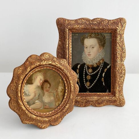 Zelvix Vintage Picture Frames 4×4, Gold Round Antique Picture Frame with Real Glass, Bronze, Small Gold Frame Suitable for Wall Mounting and Tabletop Decorative Gallery Wall Decor Retro Home Decor in Saudi Arabia
