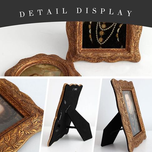 Zelvix Vintage Picture Frames 4×4, Gold Round Antique Picture Frame with Real Glass, Bronze, Small Gold Frame Suitable for Wall Mounting and Tabletop Decorative Gallery Wall Decor Retro Home Decor in Saudi Arabia