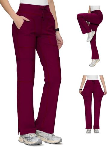COZYFIT Yoga Scrub Pants for Women Soft Stretch Mid Rise Straight Leg Cargo Bottom with Drawstring,5 Pockets in Saudi Arabia
