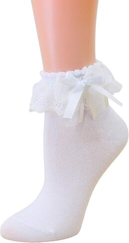 SRYL Women Ankle Socks,Lace Ruffle Frilly Comfortable Princess Socks Lace Socks in Saudi Arabia