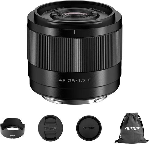 VILTROX AF 25mm F1.7 E Lens for Sony E Mount APS-C Cameras, STM Autofocus Wide-Angle Prime Lens with Large Aperture for ZV-E10 A6400 A6600 FX30 A6100 A7C A7CII A7CR, Lightweight and Compact in Saudi Arabia