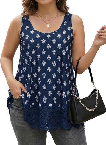Plus Size Swing Lace Flowy Tank Top for Women in Saudi Arabia