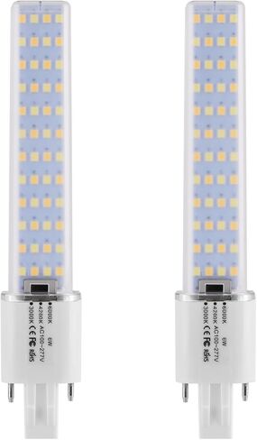 GX23 Base LED Bulbs 13W CFL Equivalent,2-Pin PL Horizontal LED Light,3 Color Selectable Warm White/Nature White/Cool White/ 360° Beam,100–277V Plug-and-Play,CFL Replacement,2 Pack. (GX23) in Saudi Arabia