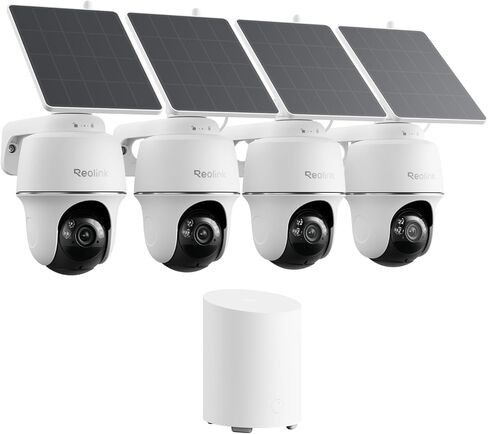 REOLINK 5MP Solar Security Cameras Wireless Outdoor, 360° Pan Tilt Auto-Tracking, Smart AI Detection, Up to 1TB Local Storage, 2.4/5GHz Dual-Band WiFi, Home Hub Mini with 4X Argus PT + Solar Panel in Saudi Arabia