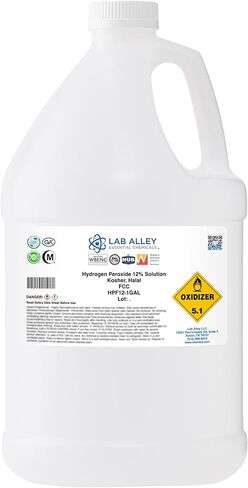 بيروكسيد الهيدروجين من Lab Alley بنسبة 12% من درجة الغذاء، كوشير، حلال، خالي من العناصر المعدلة وراثيًا، منظف متعدد الأغراض للغسيل والمطبخ والحمام والمنزل، 4 لتر in Kuwait