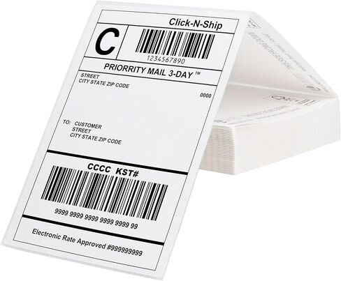 L LIKED 4000 4x6 Thermal Shipping Labels Fanfold, Direct Thermal Printer Labels Compatible with Zebra Rollo - Perforated Strong Adhesive in Saudi Arabia